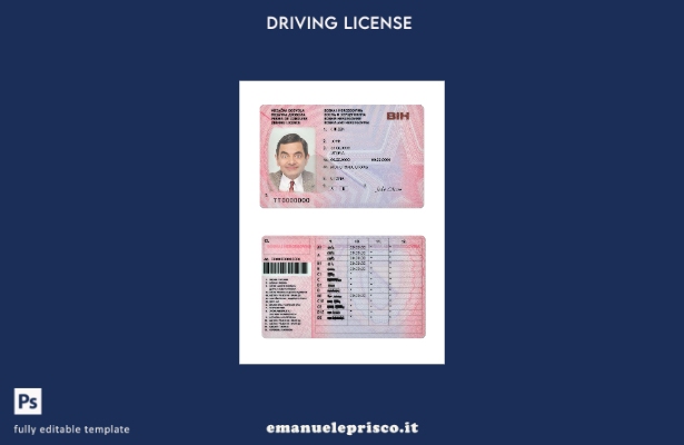 verified style modello di versione della patente di guida della Bosnia ed Erzegovina in stile v template
